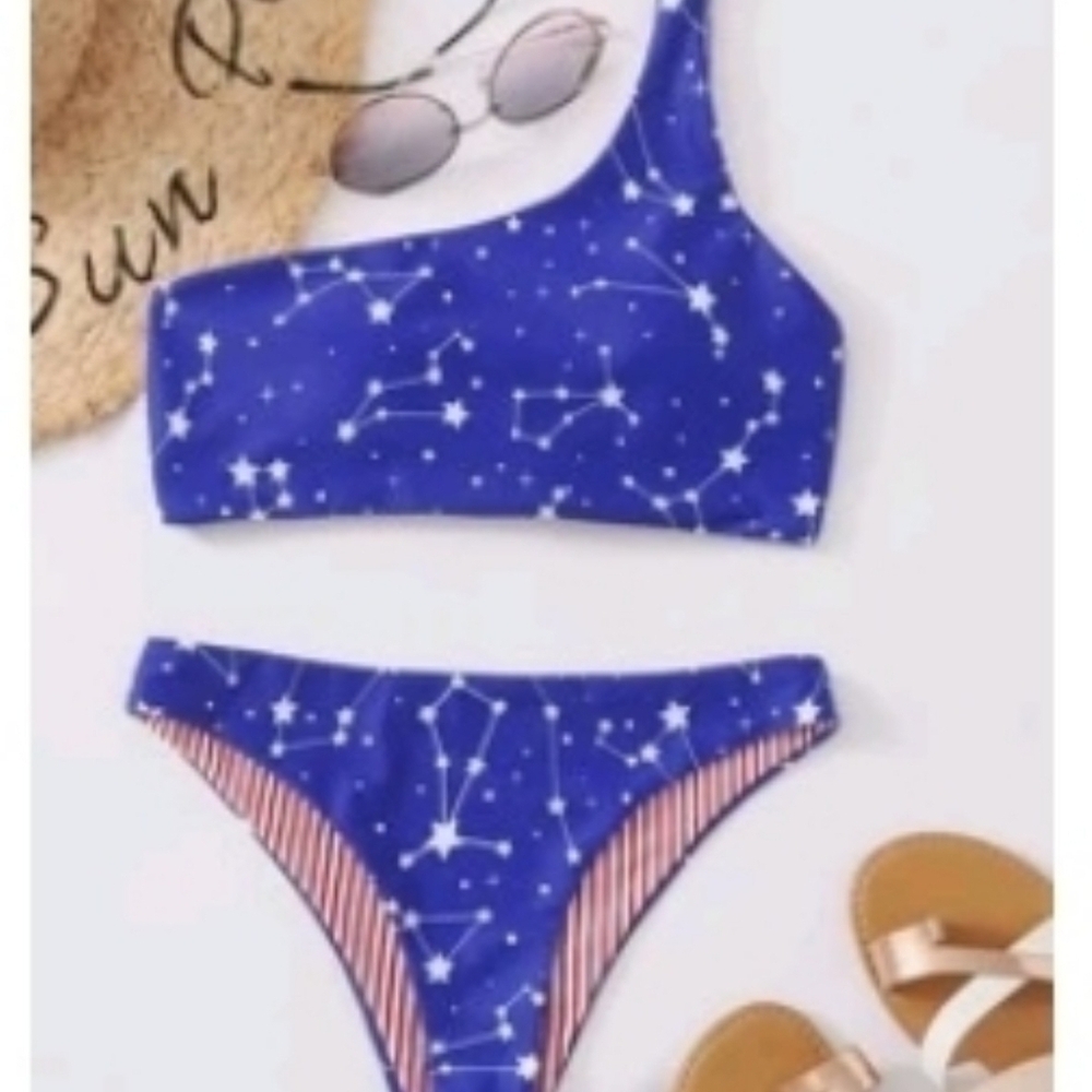 NEW Red, White & Blue Constellation One-Shoulder Bikini Set (2 Bikini Styles)